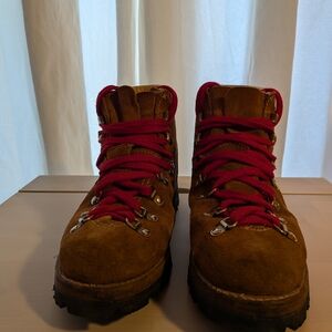 Brown Hiking Boots with Red Laces
